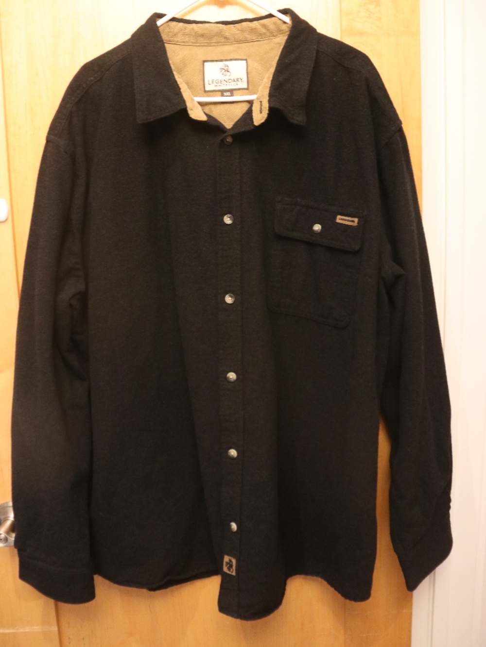 Legendary Whitetails Black Flannel Long Sleeve Men's Shirt, Size 3XL